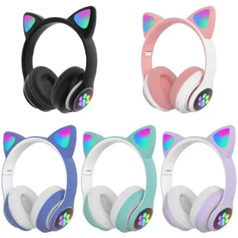 Cat Ear - Fone de ouvido Infantil Bluetooth orelhinha de gato - 5 cores juntas