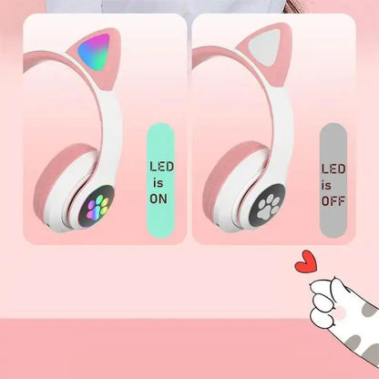 Cat Ear - Fone de ouvido Infantil Bluetooth orelhinha de gato - led