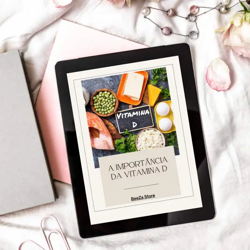 Ebook - A Importância da Vitamina D no tablet em cima da cama