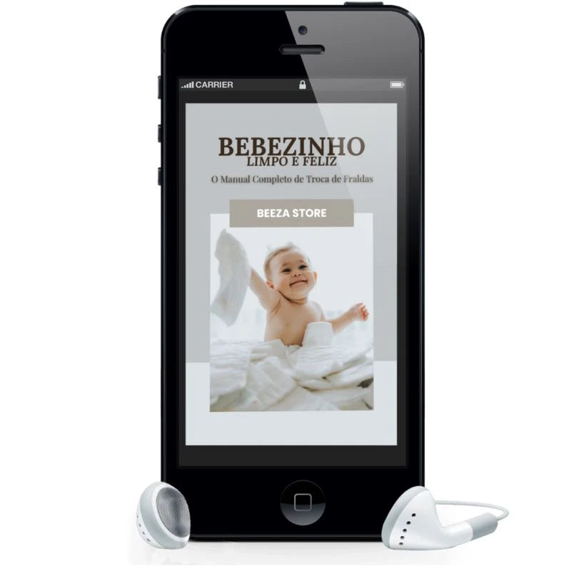 ebook bebezinho limpo e feliz no smartphone com fone de ouvido 