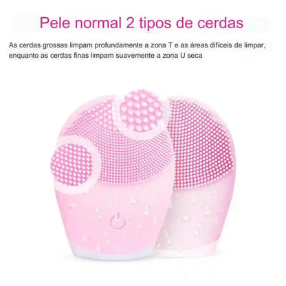 Dermicare - esponja massageadora facial - 2 tipos de cerdas